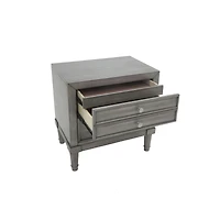Simplie Fun Modern Gray Finish 1 Piece Nightstand Solidwood Hidden Drawer Nickel Round Knob Bedside Table Bedroom