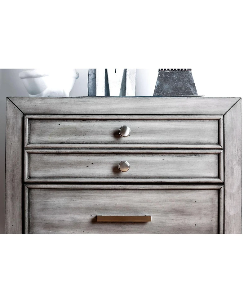 Simplie Fun Modern Gray Finish 1 Piece Nightstand Solidwood Hidden Drawer Nickel Round Knob Bedside Table Bedroom