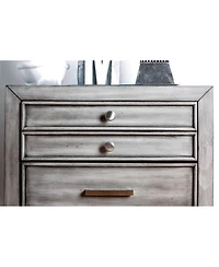 Simplie Fun Modern Gray Finish 1 Piece Nightstand Solidwood Hidden Drawer Nickel Round Knob Bedside Table Bedroom