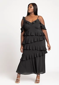 Eloquii Plus Asym Ruffle Maxi Dress