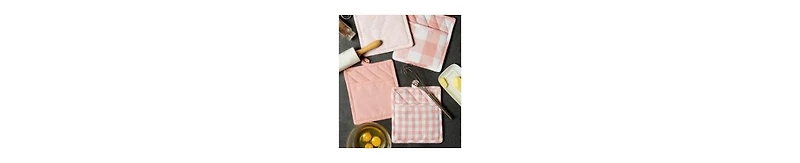 Design Imports Gingham Check Kitchen Collection, Pink, Potholder Set