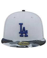 New Era Men's Gray Los Angeles Dodgers Active Team Camo 59FIFTY Fitted Hat