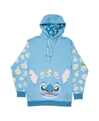Loungefly Men's and Women's Light Blue Lilo Stitch Springtime Daisy Pullover Hoodie