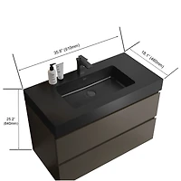 Streamdale Gray Bathroom Vanity with Sink, Large Storage Wall Mounted