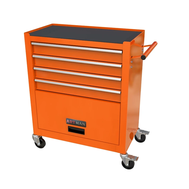Simplie Fun 4 Drawers Multifunctional Tool Cart With Wheels-Orange