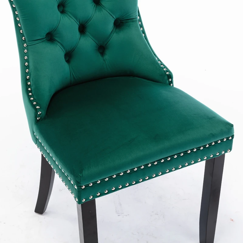 Contemporary Green Velvet Dining Chair Set
