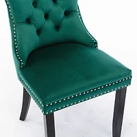 Contemporary Green Velvet Dining Chair Set