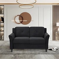 Streamdale Fashionable Living Room Sofa With Double Seats, Black Fabric