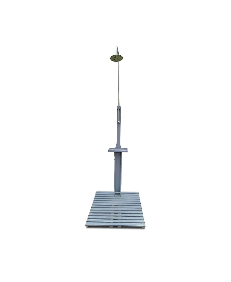 Simplie Fun Outdoor Garden Pool Shower With Chassis Board, For Swimming Pool, Patio, Terrace, Garden, Wood