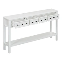Simplie Fun Antique White Console Table with Drawers and Shelf, 60" Long