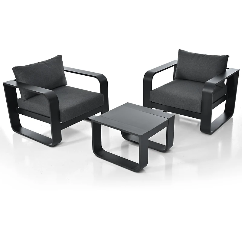 Streamdale Aluminum Frame Patio Set with Thick Cushion & Coffee Table