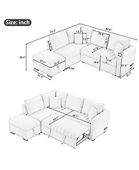 Simplie Fun Versatile L-Shaped Sofa Bed with Usb Ports, Movable Ottoman, & Pull-Out