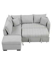 Simplie Fun Versatile L-Shaped Sofa Bed with Usb Ports, Movable Ottoman, & Pull-Out