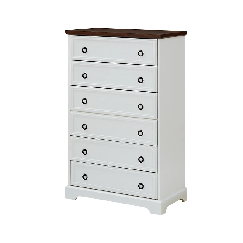 Streamdale White 6-Drawer Dresser with Easy Pull Handle