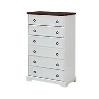 Streamdale White 6-Drawer Dresser with Easy Pull Handle