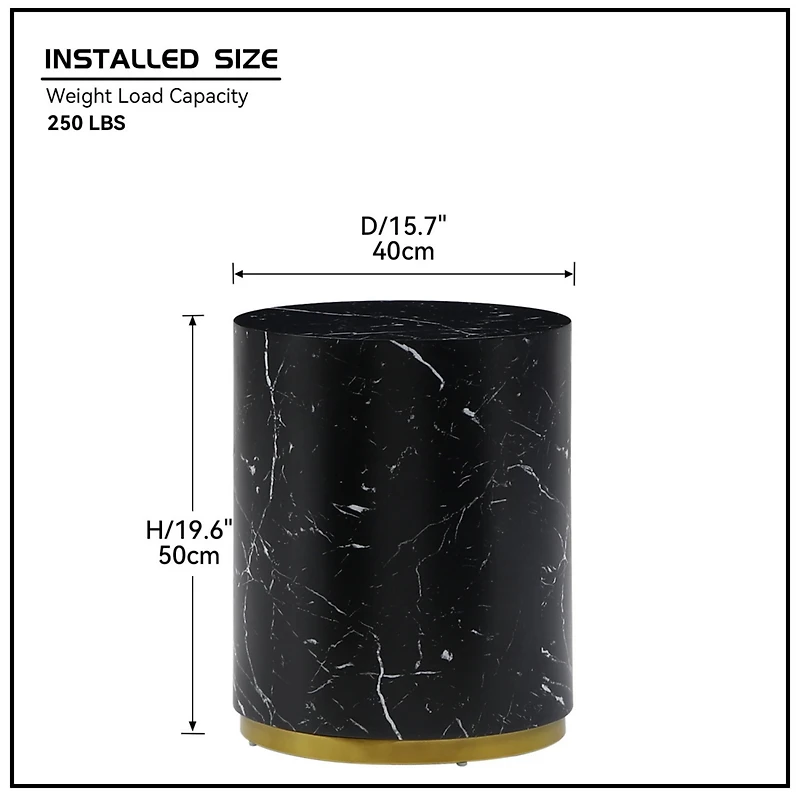 Simplie Fun 15.75" Round Side Table For Living Room Fully Assembled Black