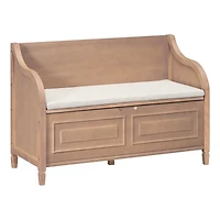 Streamdale Furniture Rustic Style Solid Wood Entryway Multifunctional Storage Bench With Safety Hinge (Gray Wash+ Beige)