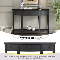 Simplie Fun Modern Curved Console Table Sofa Table With 3 Drawers And 1 Shelf For Hallway, Entryway, Living Room
