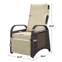 Pe Wicker Outdoor Recliner Chair with Soft Cushion