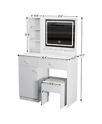 Streamdale Makeup Vanity Desk with Lighted Mirror & Drawers
