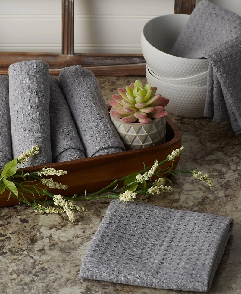 Design Imports Cotton Kitchen Collection Dishtowel Set, 18x26", Gray, 6 Piece