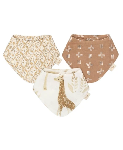 Crane Baby Baby Boys or Baby Girls Kendi Muslin Bibs, 3 Piece Set