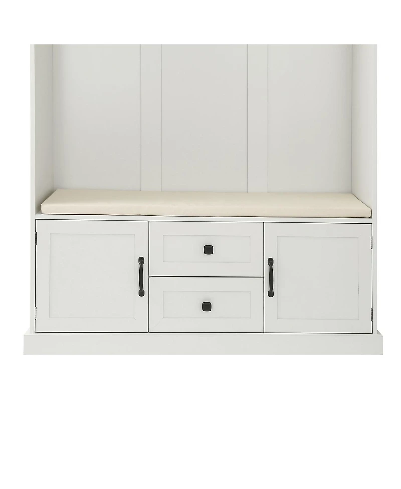 Streamdale 3-in-1 Hall Tree with Bench & Hooks (White)