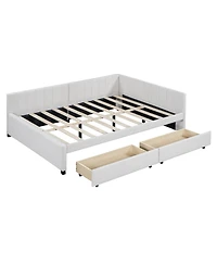 Simplie Fun Yellow Upholstered Daybed with Storage Drawers & No Box Spring Needed