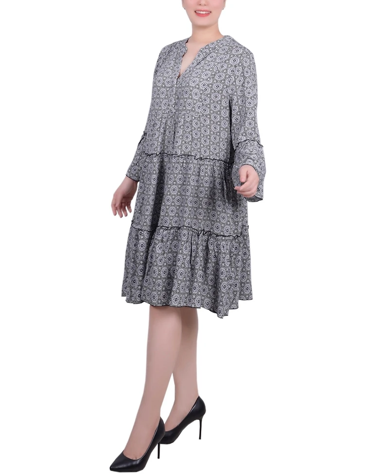 Ny Collection Petite 3/4 Sleeve Tiered Dress