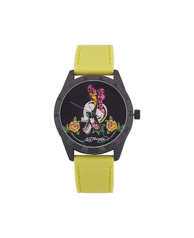 Ed Hardy Women's Quartz Neon Lime Silicone Strap Watch 40mm