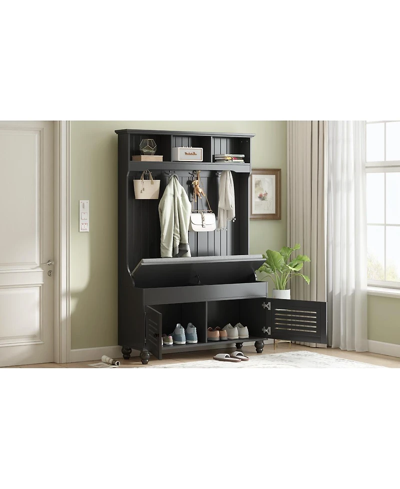 Streamdale 5-In-1 Entryway Bench with Coat Rack and Storage
