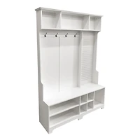 Streamdale White Hall Tree with Shoe Bench and Coat Rack