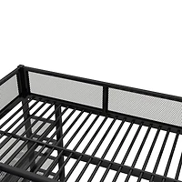 Simplie Fun Full Size Metal Loft Bed With 4-Tier Shelves And Storage, White