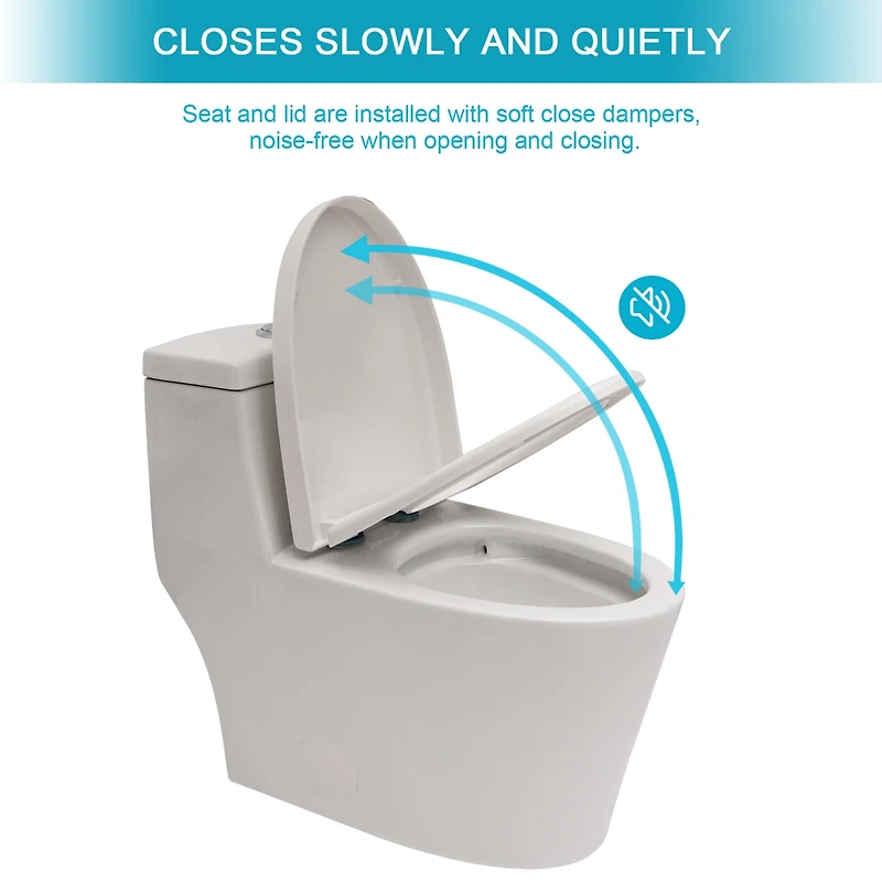 Streamdale Furniture Ceramic One Piece Toilet, Dual Flush With Soft Closing Seat 0000