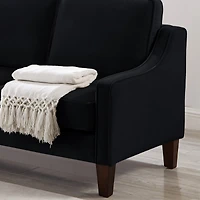Simplie Fun Upholstered Black Velvet Loveseat Sofa with Wooden Legs