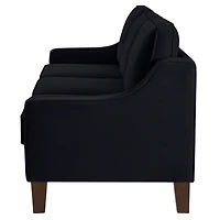 Simplie Fun Upholstered Black Velvet Loveseat Sofa with Wooden Legs