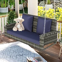 Streamdale Furniture 2-Person Wicker Hanging Porch Swing with Cushion