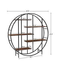 Streamdale Furniture 5-Tier Metal Plant Stand Bookcase, Rustic Brown, 67" H x 11.8" D x 67"