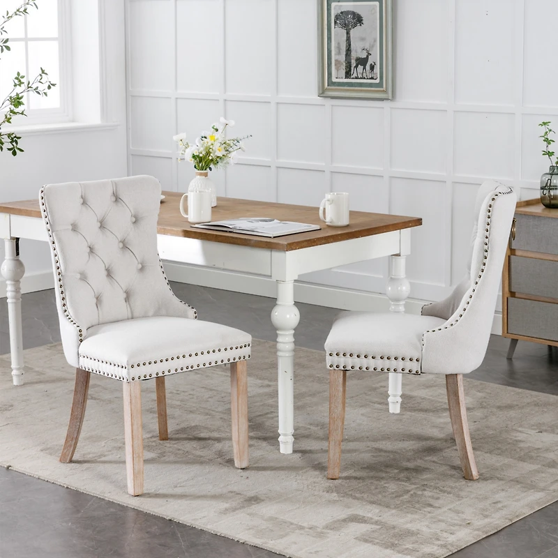 Streamdale Contemporary Flax Upholstered Dining Chair Set