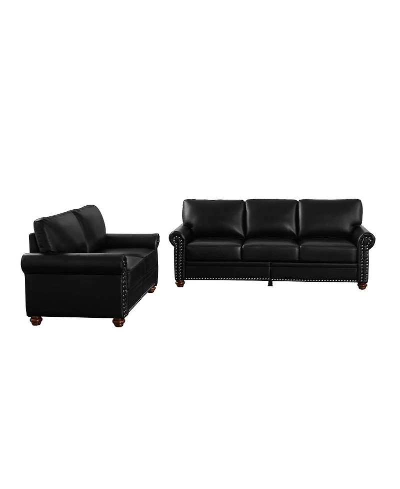 Streamdale Furniture Living Room Sofa With Storage Sofa 2+3 Sectional Black Faux Leather