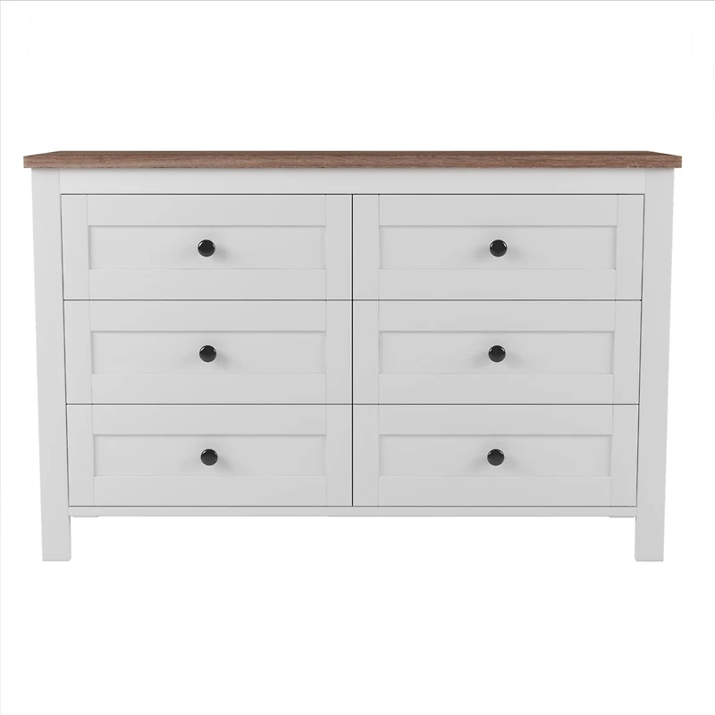 Streamdale Antique Gray Farmhouse Dresser, 6 Drawers