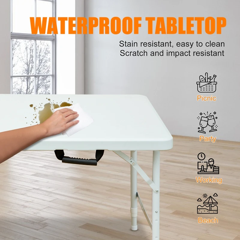 Streamdale 4FT Foldable Table for Camping (White), 135Kg Capacity