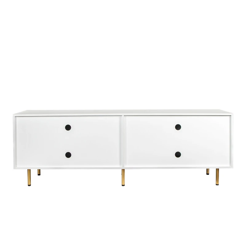 Modern Warm White Tv Cabinet For 80 Inch Tv Stands, For Living Room Bedroom