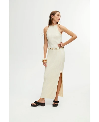 Nocturne Women's Ribbed Dress with Slits