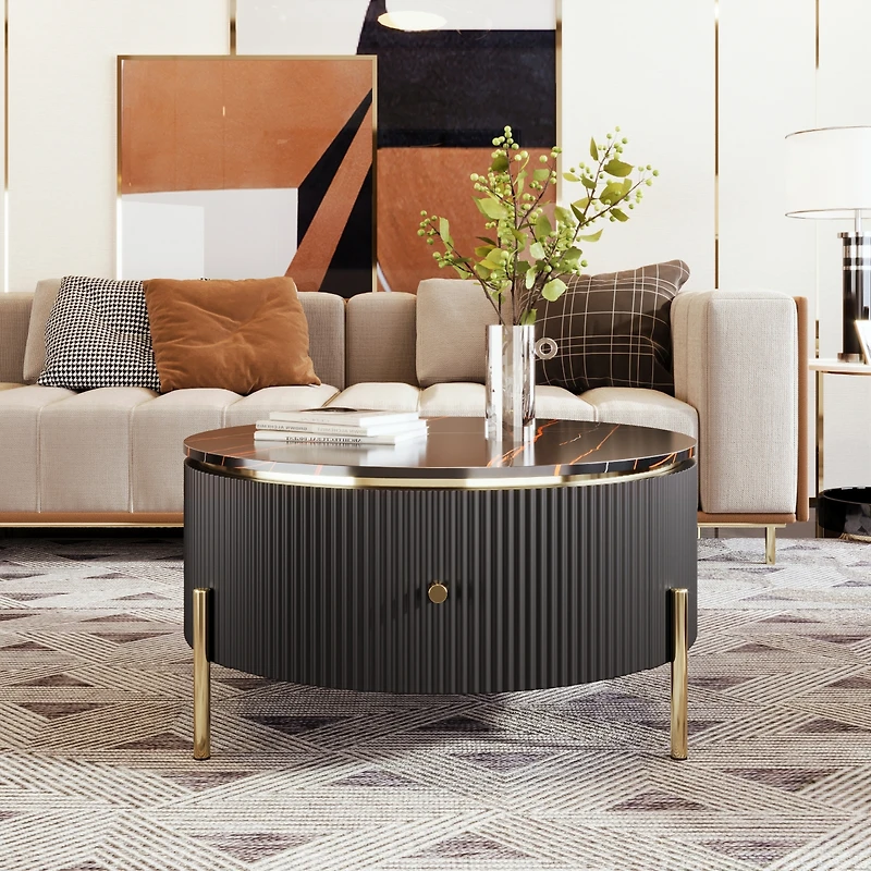 Streamdale Modern Round Coffee Table w/ 2 Drawers (31.5")