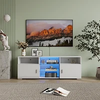 Streamdale Furniture Modern Tv Stand with Drawer and Led Lights
