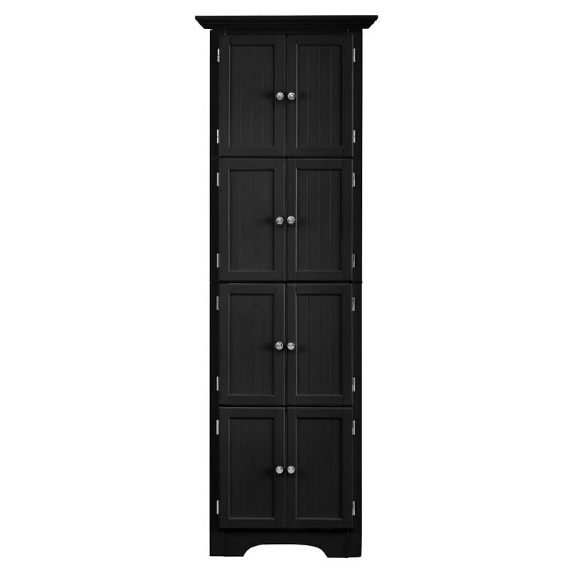 Streamdale Furniture Modern Black Tall Storage Cabinet, 4 Shelves