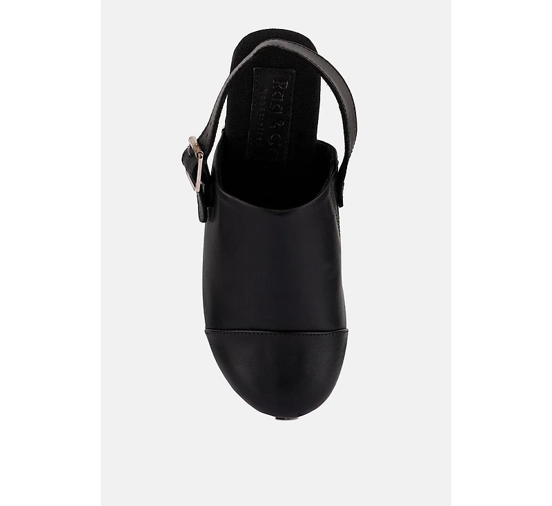 Alona Womens Slingback High Block Heeled Clogs
