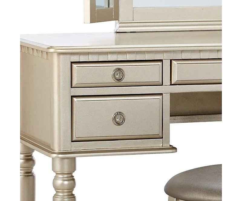 Streamdale Modern Vanity Set with Foldable Mirror and Drawers