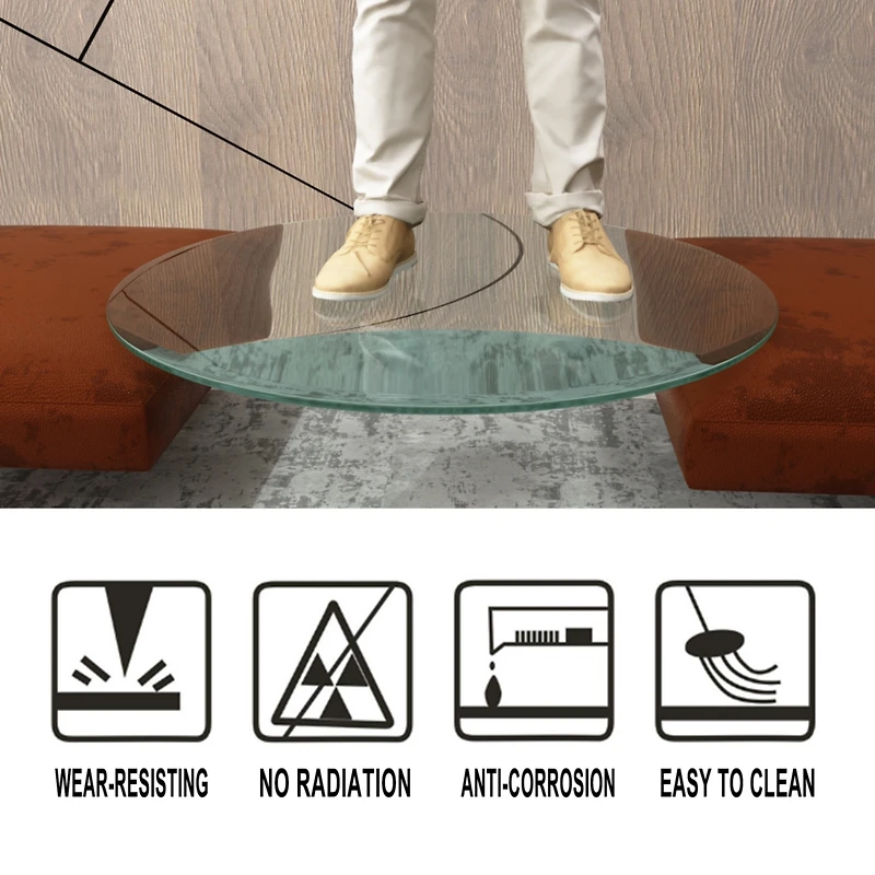 Streamdale Furniture 36 Inch Round Tempered Glass Table Top Clear Glass 1/4 Inch Thick Flat Polished Edge